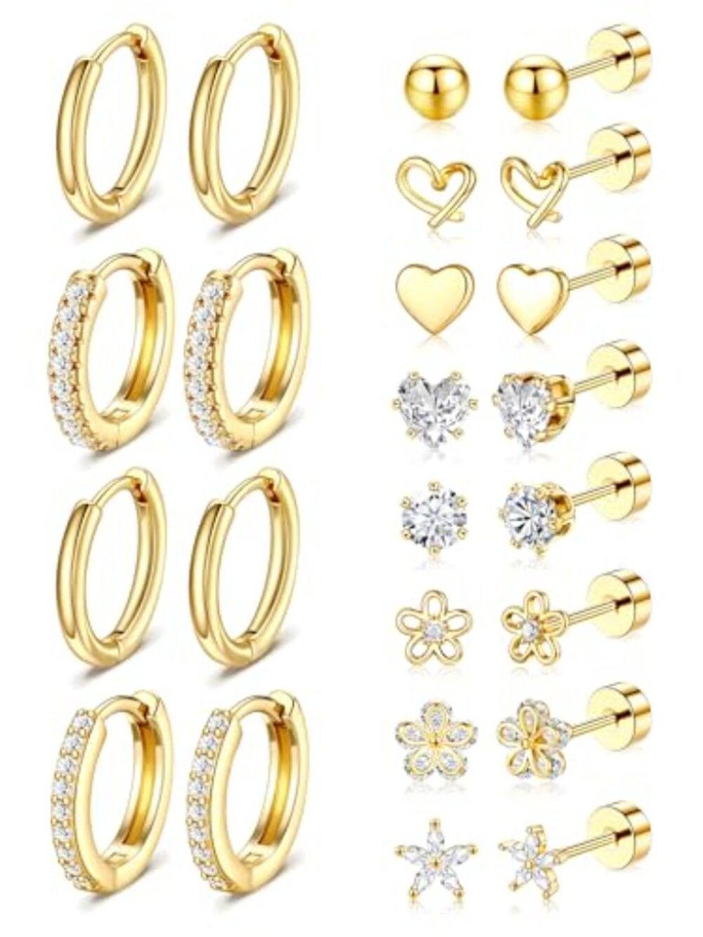 Hypoallergenic Gold Stud Ears for Women‎ - 14k Gold Plated Surgical Stainless